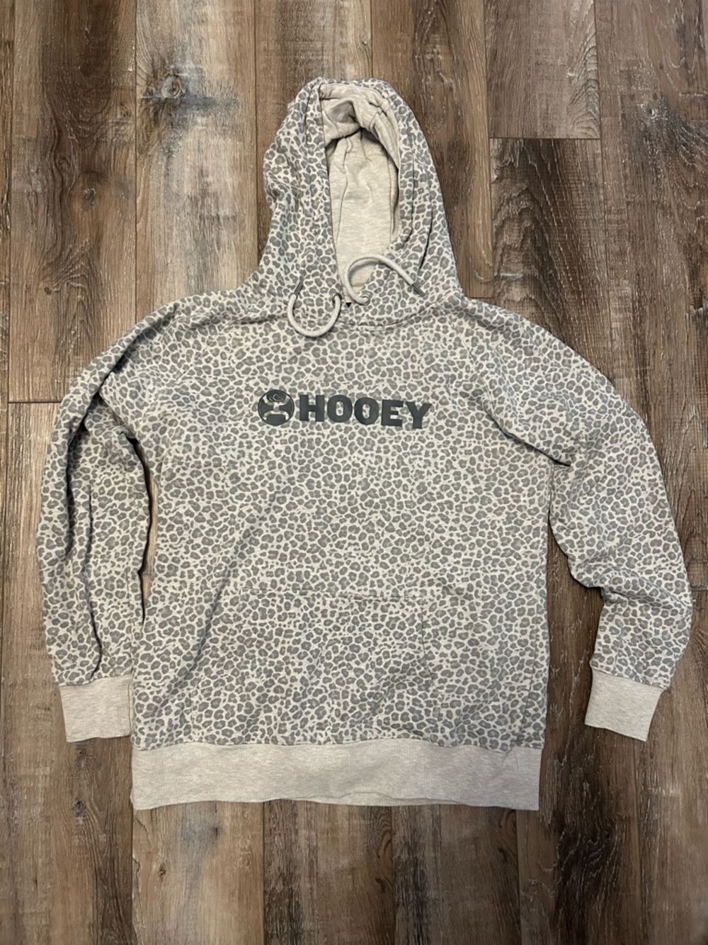 Hooey Grey Leopard Print Hoodie